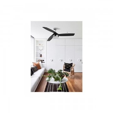 Lucci Air 801240114 Ανεμιστήρας Οροφής Bronx Chrome DC 80513072 132cm με Φως και Τηλεχειριστήριο Μαύρος